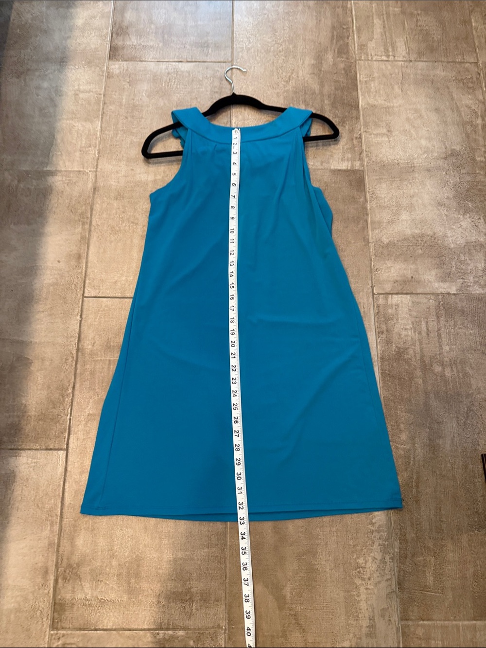 London Times Teal Ruffled-Neck Sleeveless Mini Dress - Picture 6 of 9